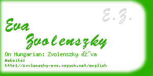 eva zvolenszky business card